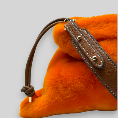 Light Orange Shearling Shoulder Bag - NEW GEN