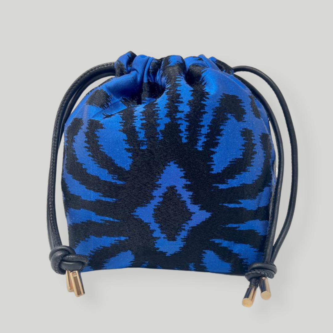 Navy And Black Silk Ikat