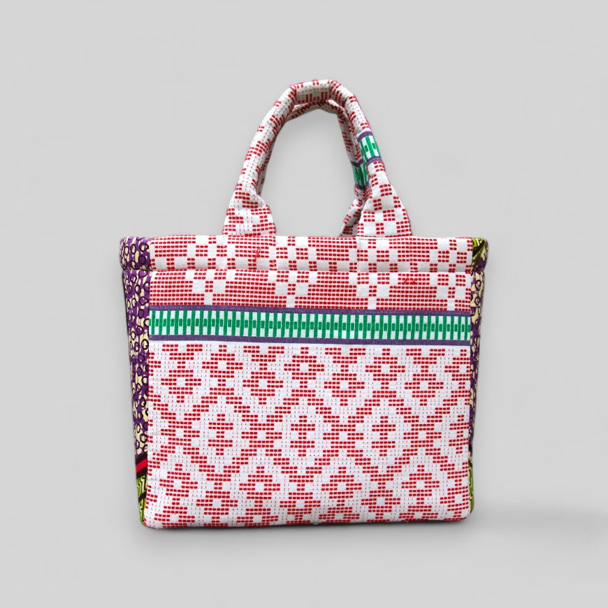 Red White Woven Tote Bag