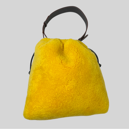 Large Silk and Shearling Bag