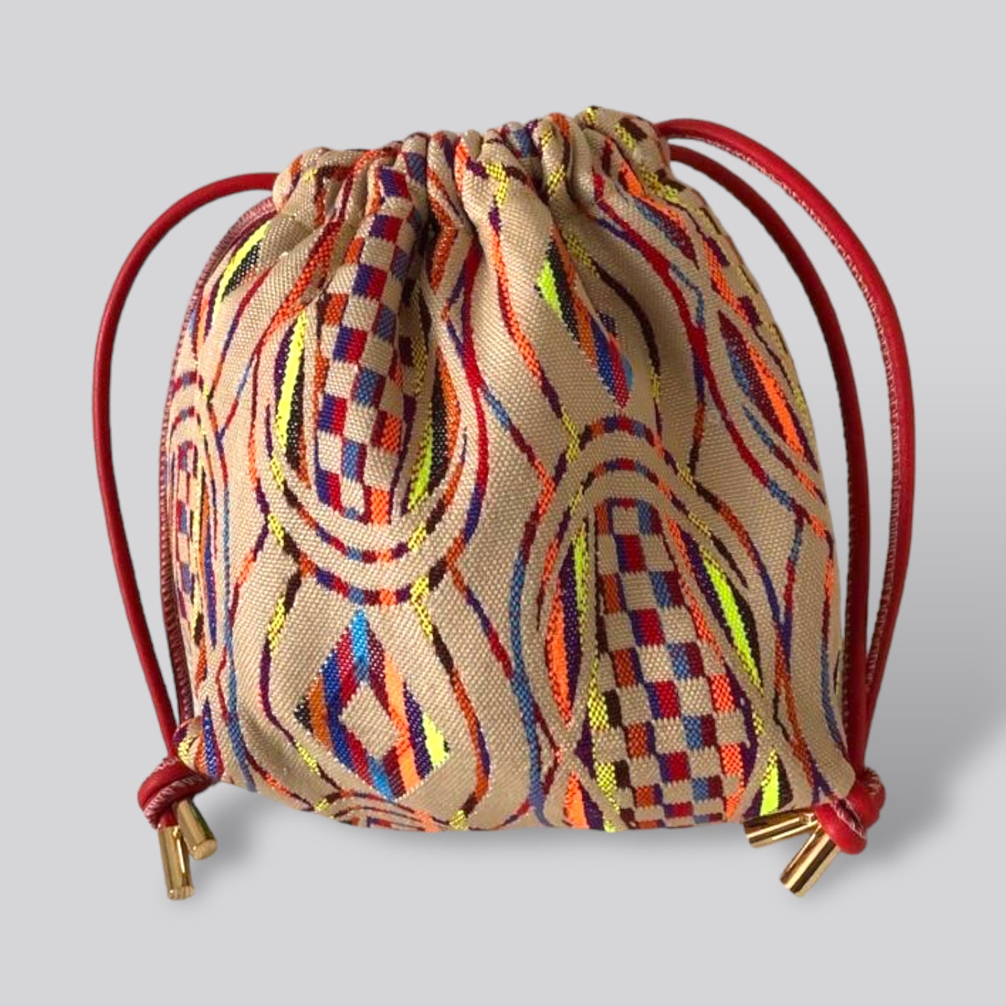Split Material and Silk Pattern Bag