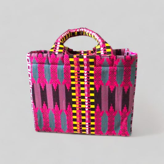 Pink Lemonade Kente Tote Bag