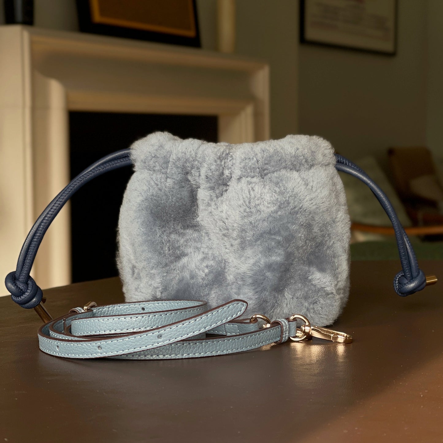 Super Mini Shearling Blue-Grey