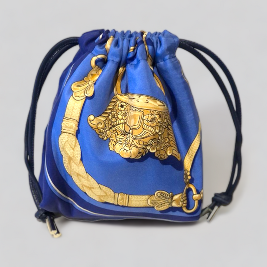Royal Blue and Gold Vintage Silk
