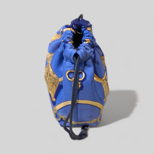 Royal Blue and Gold Vintage Silk