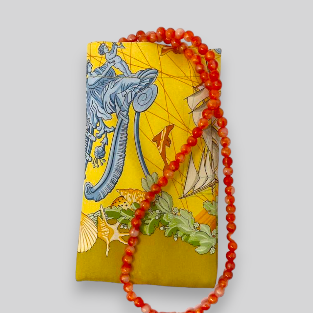 Yellow Nautical Silk Phone Bag