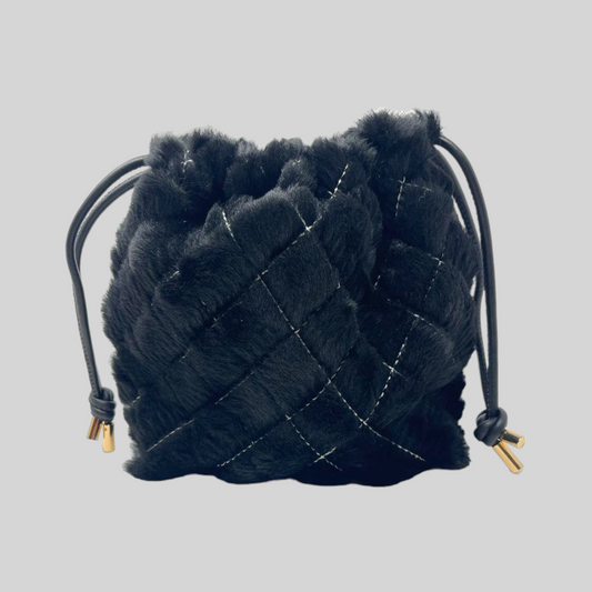 Black and White Fur Quilted Bag