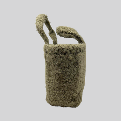 Faux Shearling Wool Khaki Tote Bag