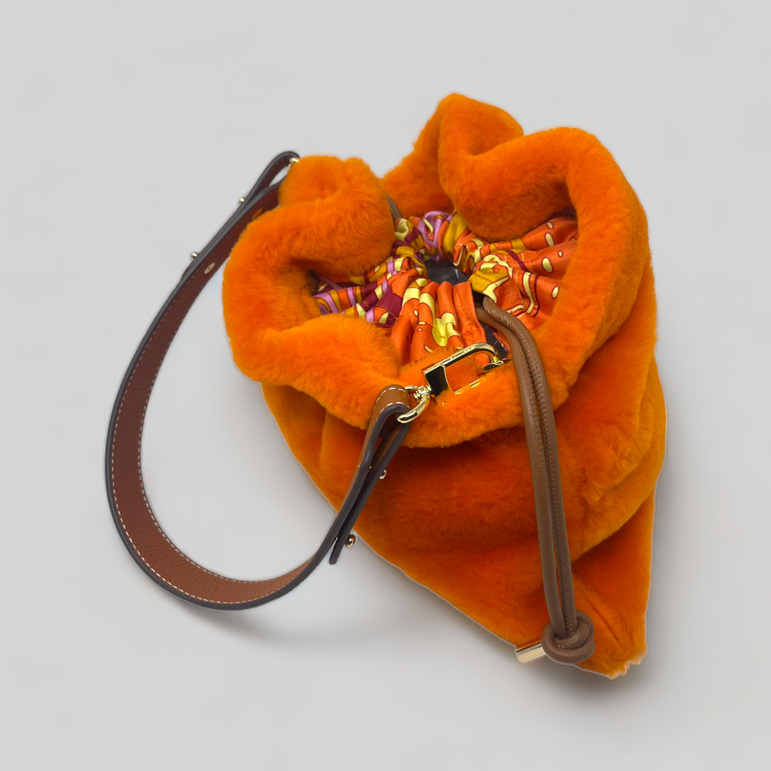 Light Orange Shearling Shoulder Bag - NEW GEN