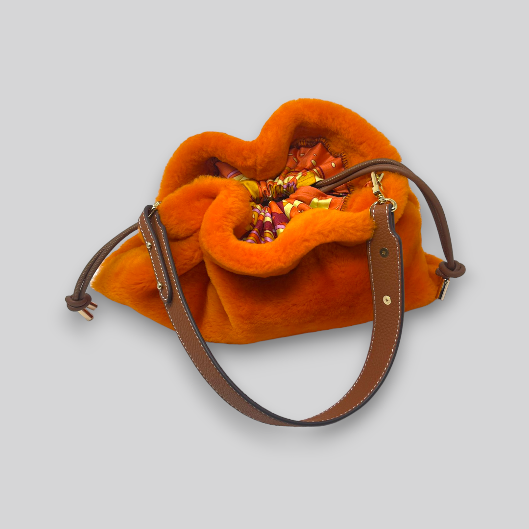 Light Orange Shearling Shoulder Bag - NEW GEN