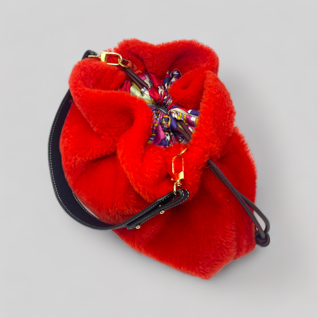 Red Shearling Shoulder Bag - NEW GEN