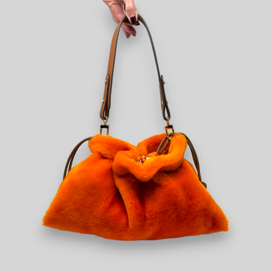 Light Orange Shearling Shoulder Bag - NEW GEN