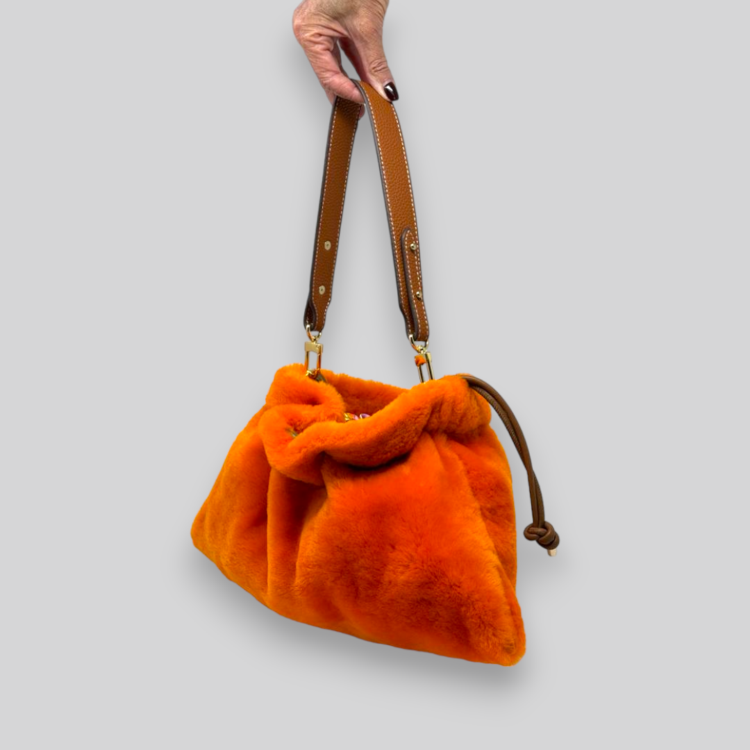 Light Orange Shearling Shoulder Bag - NEW GEN