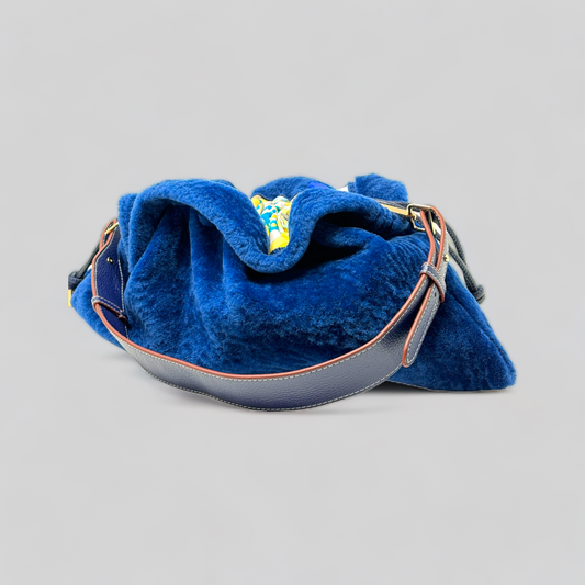 Electric Blue Shearling Shoulder Bag - NEW GEN