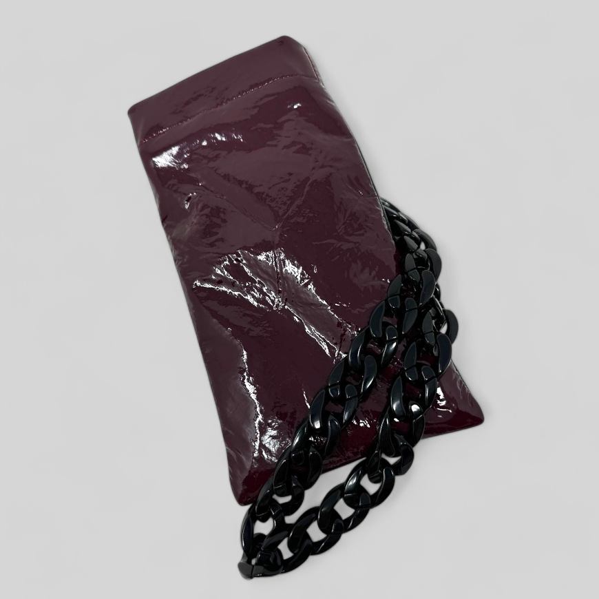 Burgundy Patent Phone Bag