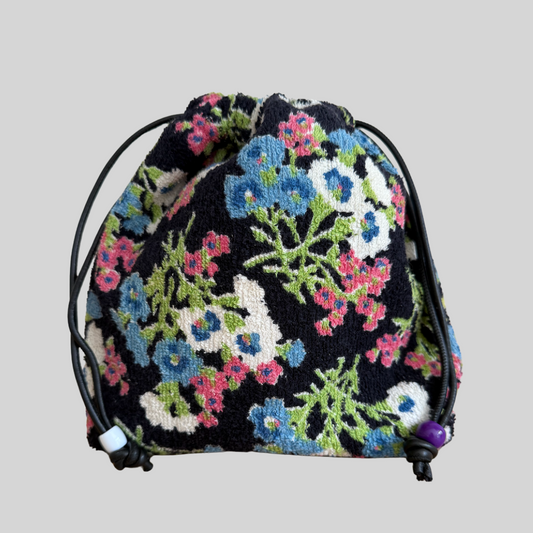 Pink and Black Floral Terry Towel