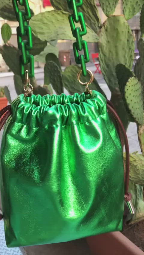 Metallic Green Leather